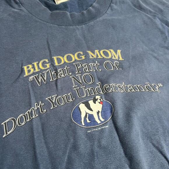Vintage 1999 Big Dogs T-Shirt Blue Large Made in Mexico Dog Mom Graphic Tee USA - Picture 6 of 7